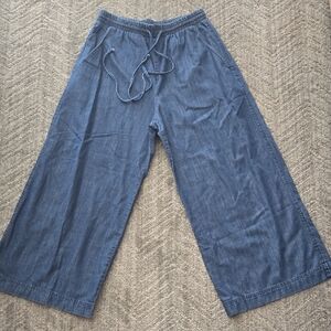 Karen Kane Denim-Look Elastic Waist Pants - Blue